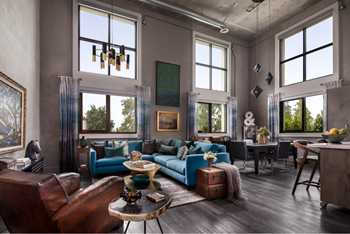 Lofts with high ceilings, extra large windows